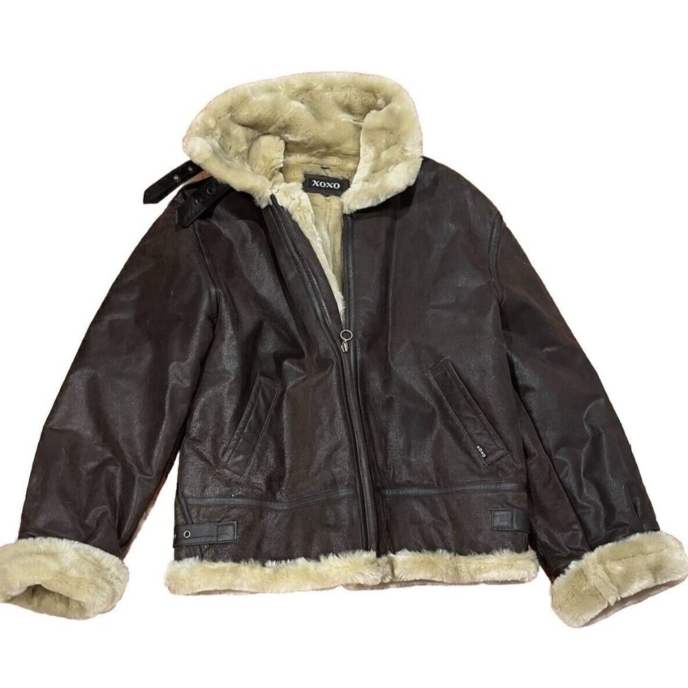Vintage XOXO Women’s Aviator Bomber 80s 90s Leather Jacket Coat - Size Medium